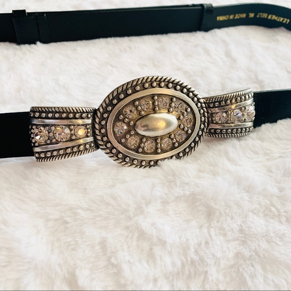 Chicos Rhinestone Bling Leather Statement Belt M!L - Picture 12 of 12